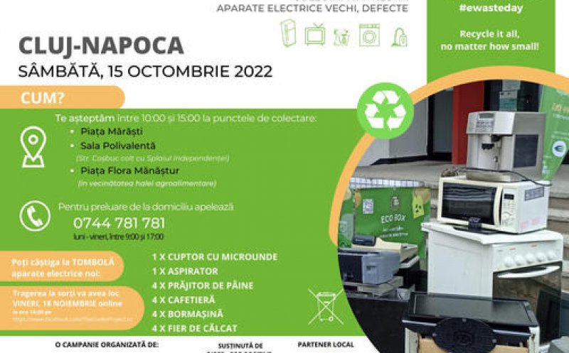 Campanie de colectare gratuită a deșeurilor electrice- sâmbătă, 15 octombrie 2022