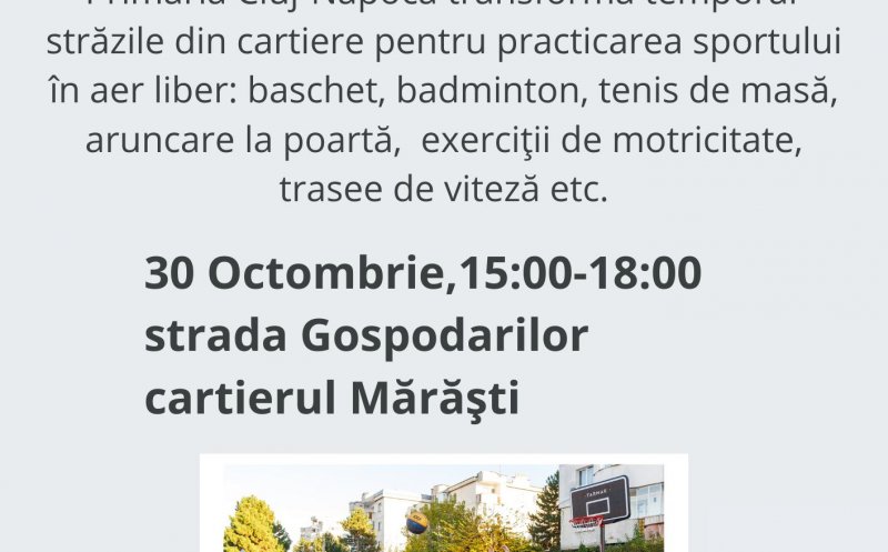 Primăria continuă acțiunile Străzi deschise și Fugi în curtea școlii pentru a promova sportul și mișcarea în aer liber