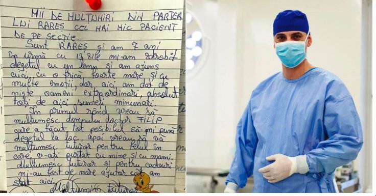Gestul emoționant prin care un copil a mulțumit echipei medicale din Cluj pentru cum a fost tratat: „Sunteți minunați”