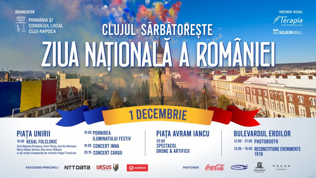 Clujul sărbătorește Ziua Națională a României. Programul zilei de 1 Decembrie 2022