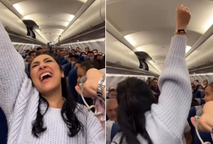 Andra, spectacol de senzație în avionul de Cluj! A ridicat toți pasagerii în picioare