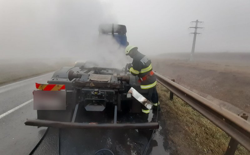 Autocamion în flăcări la Cluj