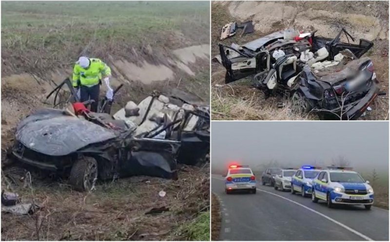 Dezastru pe o șosea! Trei bărbaţi au murit pe loc în BMW-ul care s-a răsturnat în şanţ