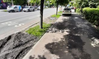 Parcări desființate, parkinguri doar pe foaie! Primăria pune stâlpișori pe Titulescu, pentru ca mașinile să nu mai distrugă spațiile verzi de pe trotuare