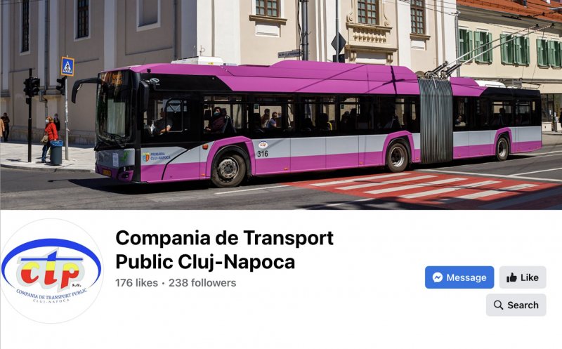 CTP Cluj-Napoca are pagină de Facebook. Puteți trimite solicitări, reclamații, direct către operator