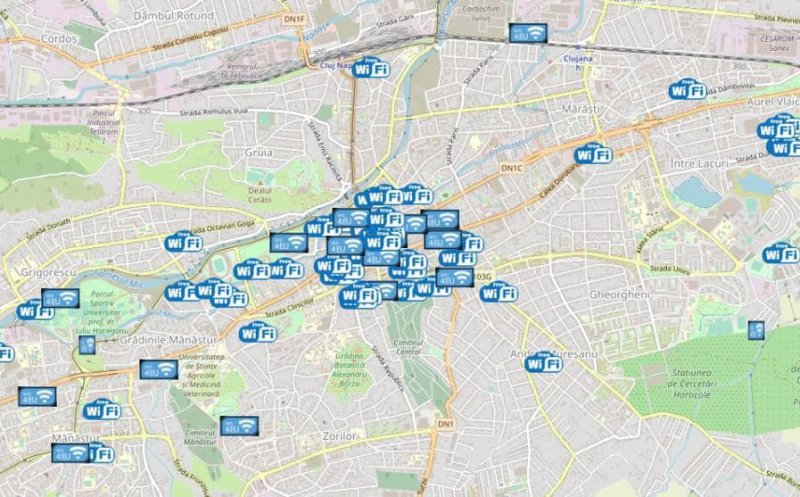 Cluj-Napoca: acces la Wi-Fi gratuit în 55 locații, inclusiv pentru zona Pata Rât
