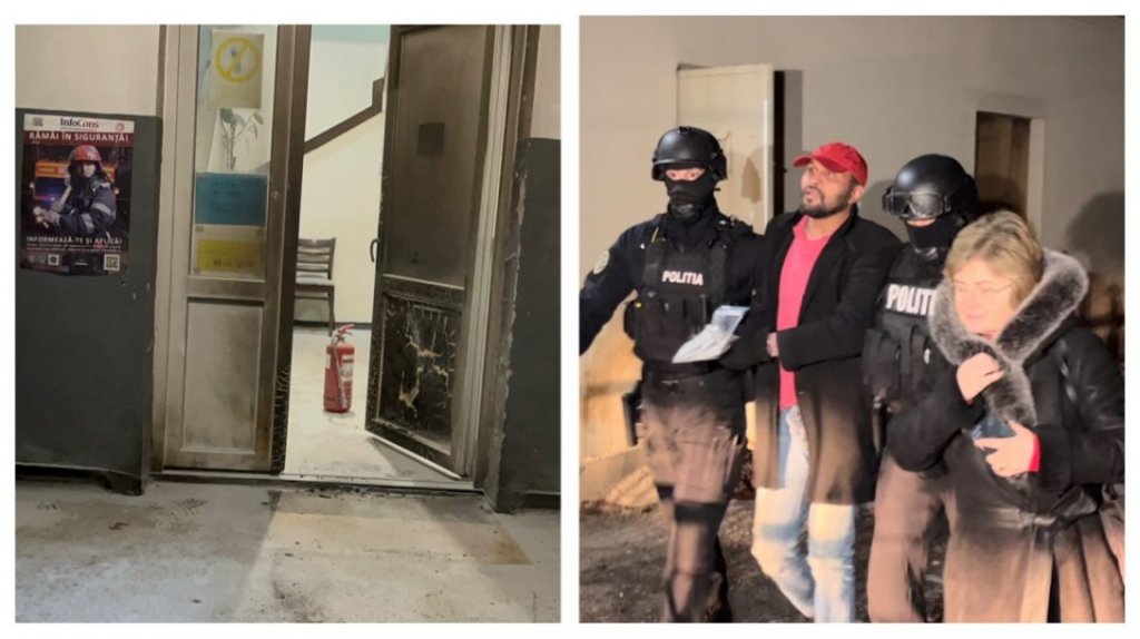 Incident șocant în Huedin. Un bărbat a incendiat sediul poliției, personalul a fost evacuat pe geam