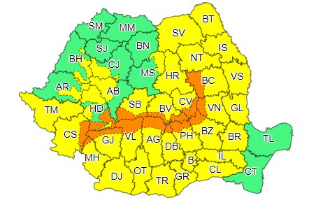 Cod galben de vreme deosebit de rece, ploi, dar şi lapoviţă şi ninsoare