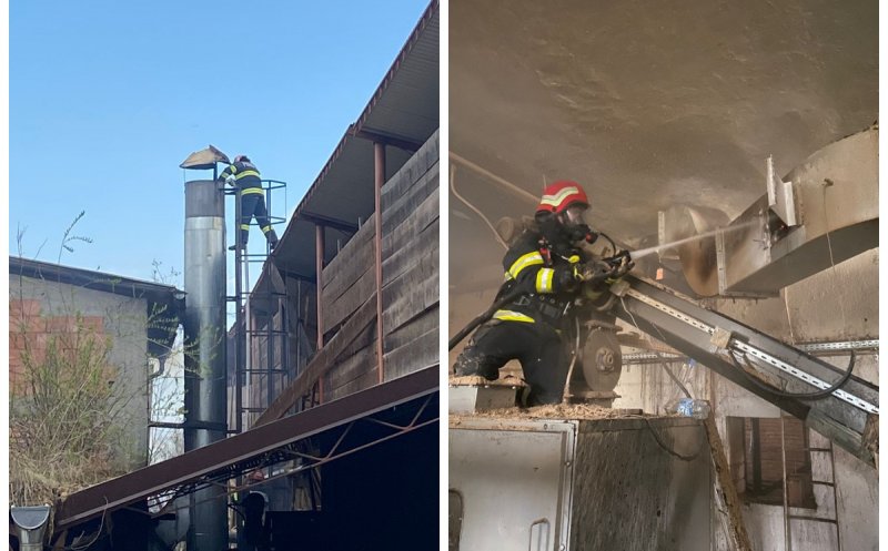 Incendiu la o hală de producție din Cluj. Flăcările au izbucnit în interiorul instalației de ventilare