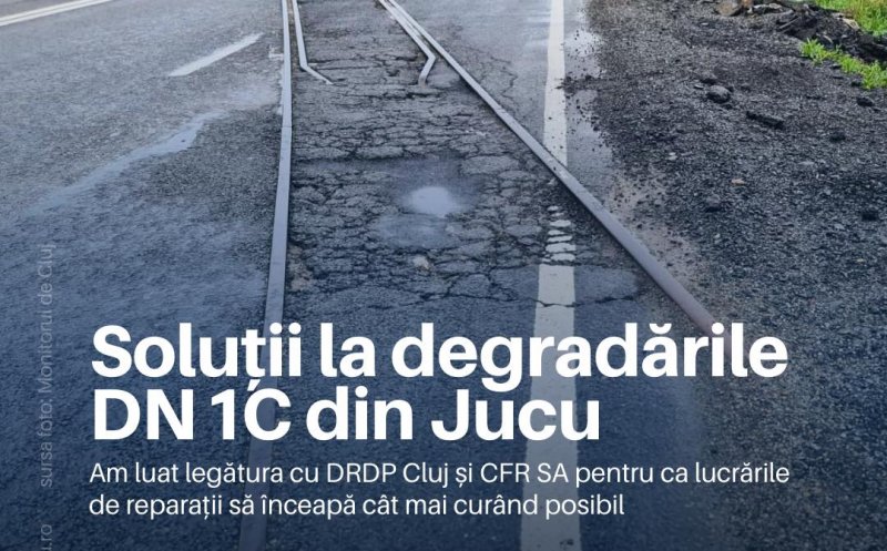 Reparații pe noul drum lărgit de la Cluj-Napoca la Jucu