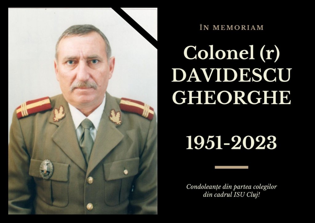 Doliu la ISU Cluj. S-a stins din viață un fost adjunct al unității: “A fost un mentor pentru mulți militari”