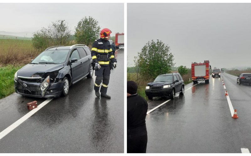 Coliziune între două mașini și un tir în Huedin. O persoană a fost transportată la spital