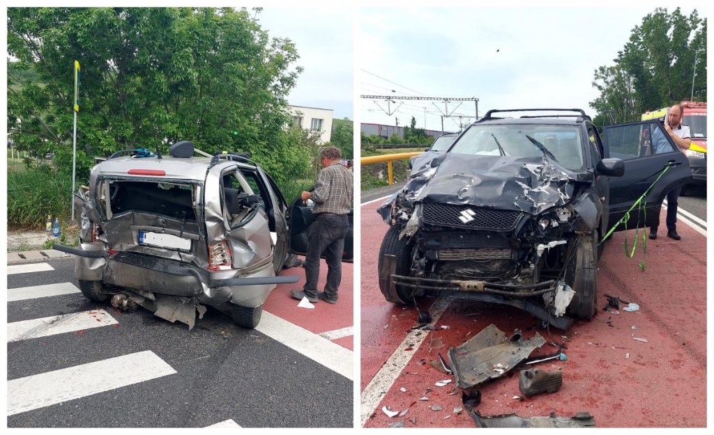 Coliziune între două mașini în Cluj. Bărbat de 76 de ani și două tinere, transportați la spital
