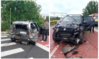 Coliziune între două mașini în Cluj. Bărbat de 76 de ani și două tinere, transportați la spital