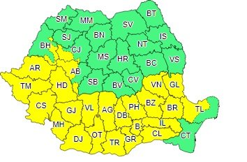 Un nou galben de instabilitate atmosferică la Cluj și în alte județe