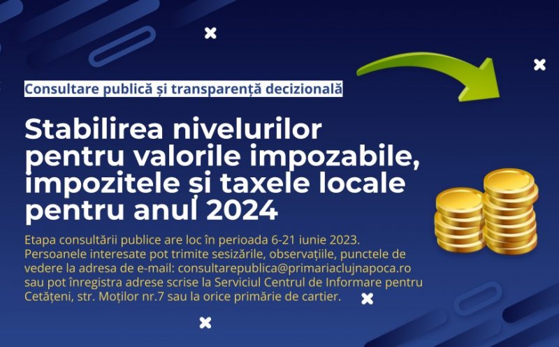 Consultare publică: Stabilirea impozitelor și taxelor locale pentru anul 2024