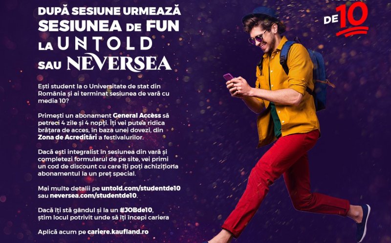 Abonamente gratuite la UNTOLD și Neversea pentru studenții care termină sesiunea cu 10