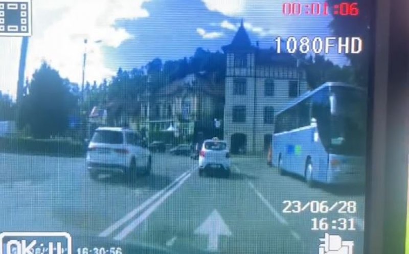 "Bizon" în trafic, în centrul Clujului! N-a avut chef să stea în coloană, așa că a tăiat-o rapid pe contrasens