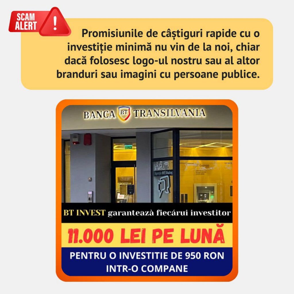 BT avertizează cu privire la fraudele online care folosesc numele băncii: „Nu dați click și nu introduceți datele!”