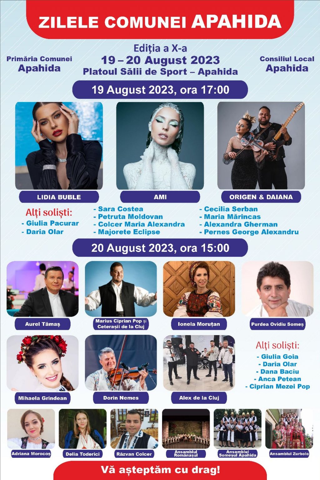Când vor avea loc Zilele Comunei Apahida! Lidia Buble, Ami sau Aurel Tămaș vor concerta