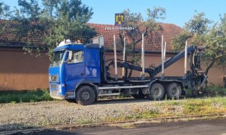 Transport ilegal de lemne, săltat de polițiști în Cluj. Camionul și lemnele, confiscate