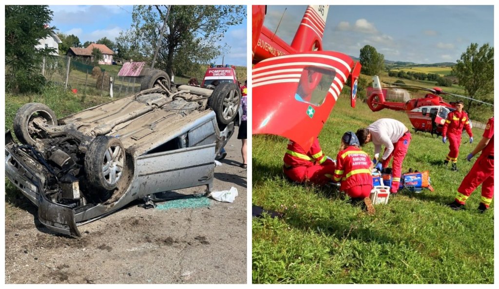 Accident rutier GRAV! Un tânăr din Cluj a murit și alte trei persoane au fost rănite / Elicopterul SMURD a intervenit