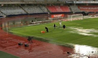 Partida Universitatea Cluj - Poli Iași, întreruptă din cauza ploii