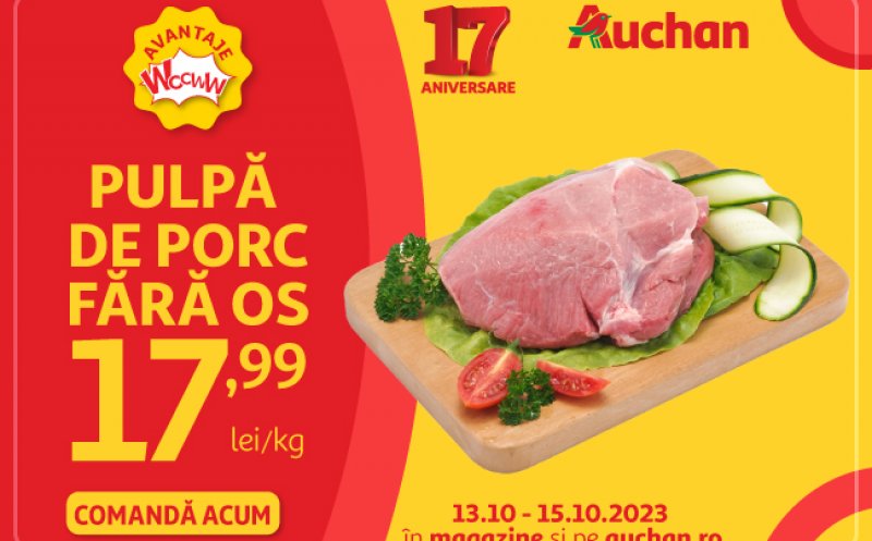 Super oferte la Auchan în acest weekend la pulpă de porc și detergenți! 