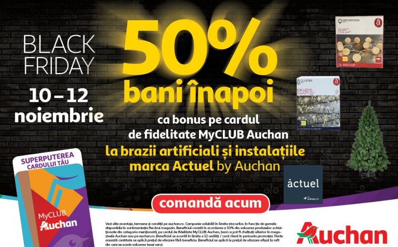 Black Friday la Auchan cu reduceri și oferte spectaculoase în magazine și la o gamă largă de produse pe auchan.ro