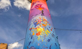 Un turn de apă de 40 de metri din Cluj, transformat în lucrare de artă stradală