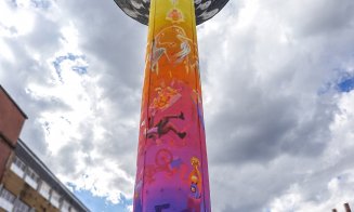 Un turn de apă de 40 de metri din Cluj, transformat în lucrare de artă stradală