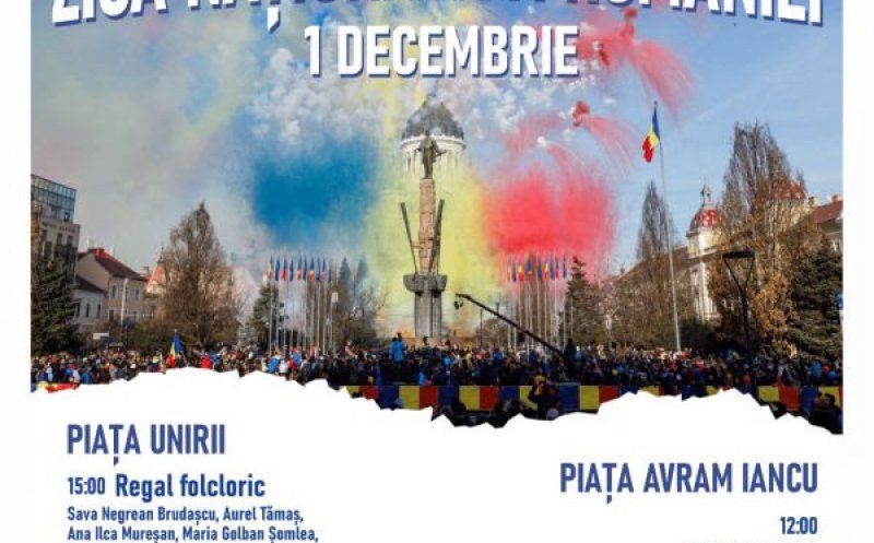 1 Decembrie la Cluj-Napoca: defilare militară, concert Delia, aprinderea iluminatului festiv, artificii