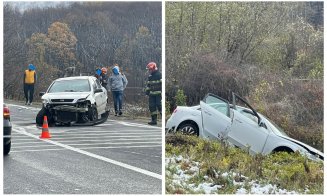 ACCIDENT grav la ieșire din Huedin. Două mașini, făcute PRAF