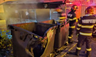 Incendiu pe o stradă din Cluj-Napoca. Mai multe pubele de gunoi au luat foc/ O mașină, afectată de flăcări