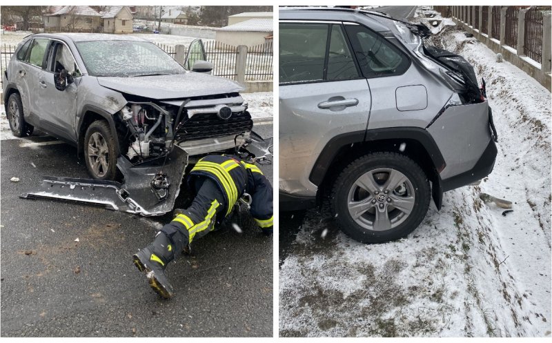 Accident în Cluj. Coliziune între o mașină și un camion / Femeie, transportată la spital