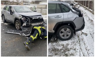 Accident în Cluj. Coliziune între o mașină și un camion / Femeie, transportată la spital