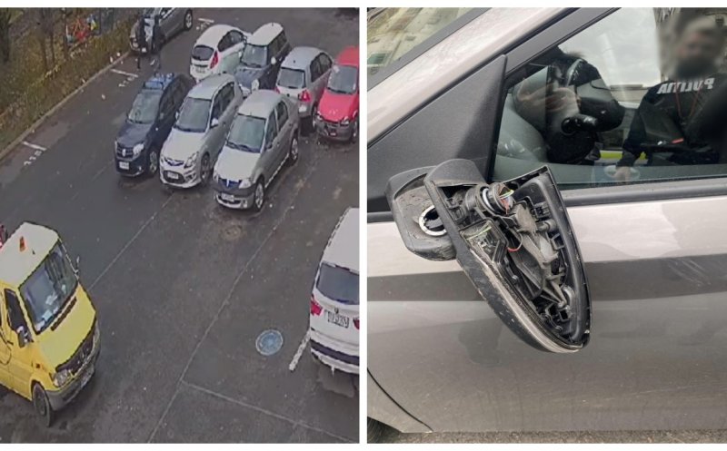 Elev clujean, filmat în timp ce sparge oglinda unei mașini într-o parcare. “Cine face așa ceva de distracție nu se oprește la atât”