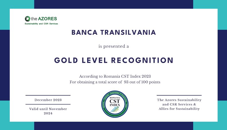 Banca Transilvania, una dintre companiile cu cel mai mare ranking al sustenabilității