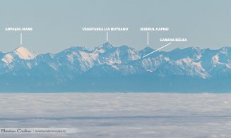 IMAGINI SPECTACULOASE: Făgărașul, văzut de pe  Muntele Mare din Cluj, de la 350 km distanță