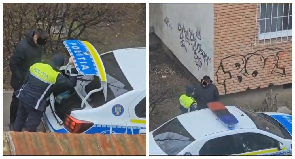 Doi polițiști din Cluj, filmați în timp ce își împărțeau petarde în autospeciala de poliție. Ce spune IPJ despre acest caz