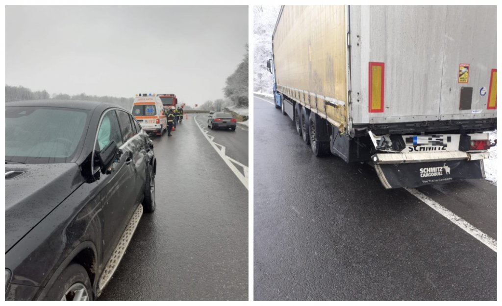 Accident într-o localitate din Cluj! Un TIR și o mașină, implicate