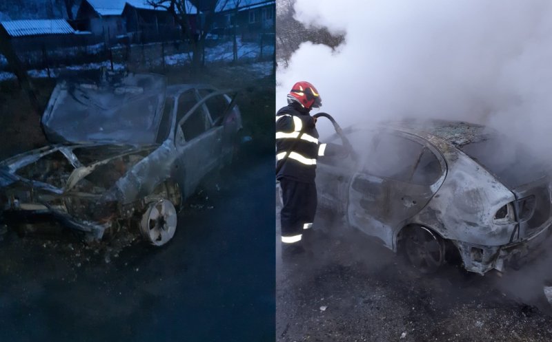 Incendiu într-o localitate din Cluj. O mașină a ars ca o torță