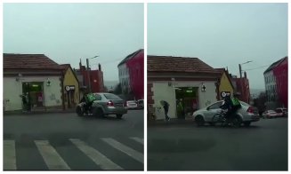 Incident într-o intersecție din Cluj. Un biciclist a fost la un pas să fie accidentat grav