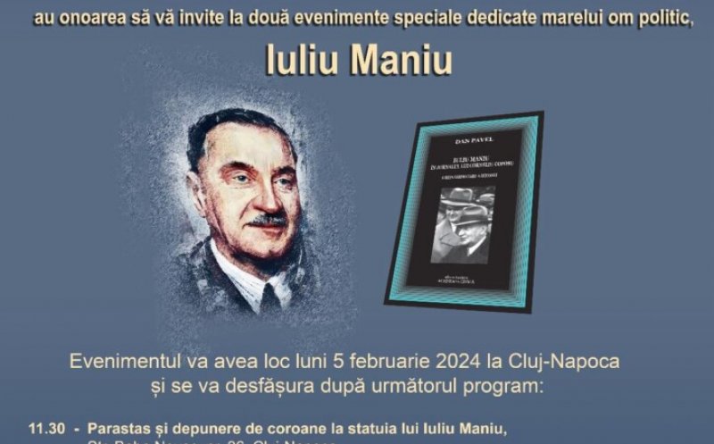 Iuliu Maniu, omagiat la Cluj-Napoca la 71 de ani de la moarte. Parastas la statuia sa și lansare de carte
