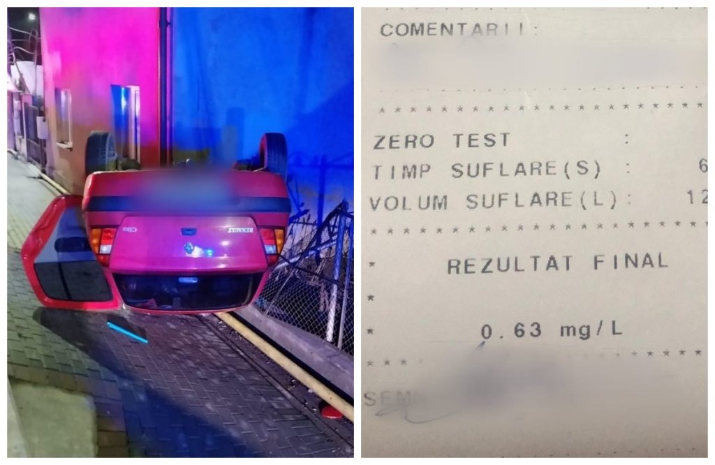 Autorul accidentului din Dej, care s-a răsturnat cu mașina, era BEAT mangă
