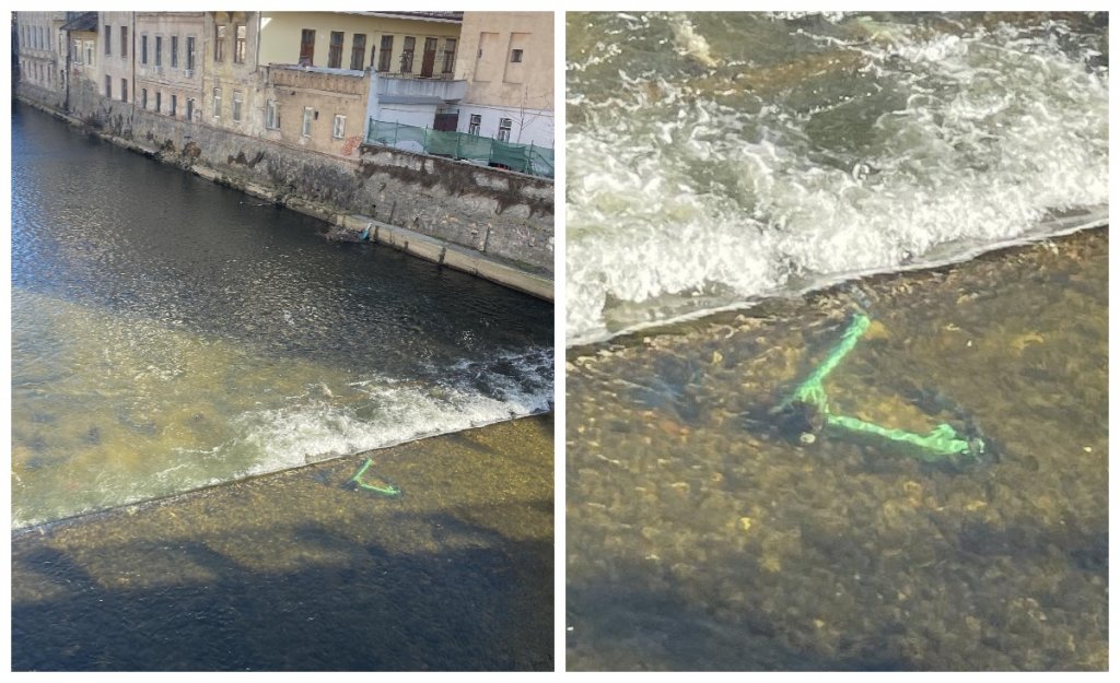 Trotinetă electrică aruncată în Someș, vizibilă de pe Podul Horea. "Țipar electric în Cluj"