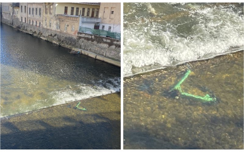 Trotinetă electrică aruncată în Someș, vizibilă de pe Podul Horea. "Țipar electric în Cluj"