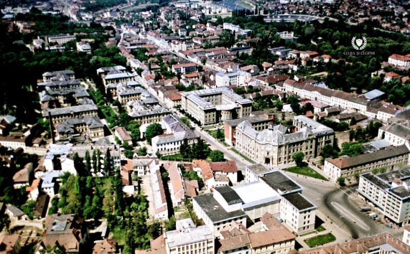 Imagine din vechiul Cluj: se vede fostul stadion Ion Moina