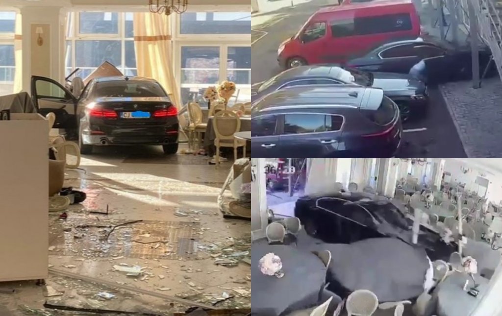 Dosar penal pentru clujeanul care a intrat cu mașina într-un restaurant din Băile Herculane. În autoturism se afla și o fetiță de 6 ani