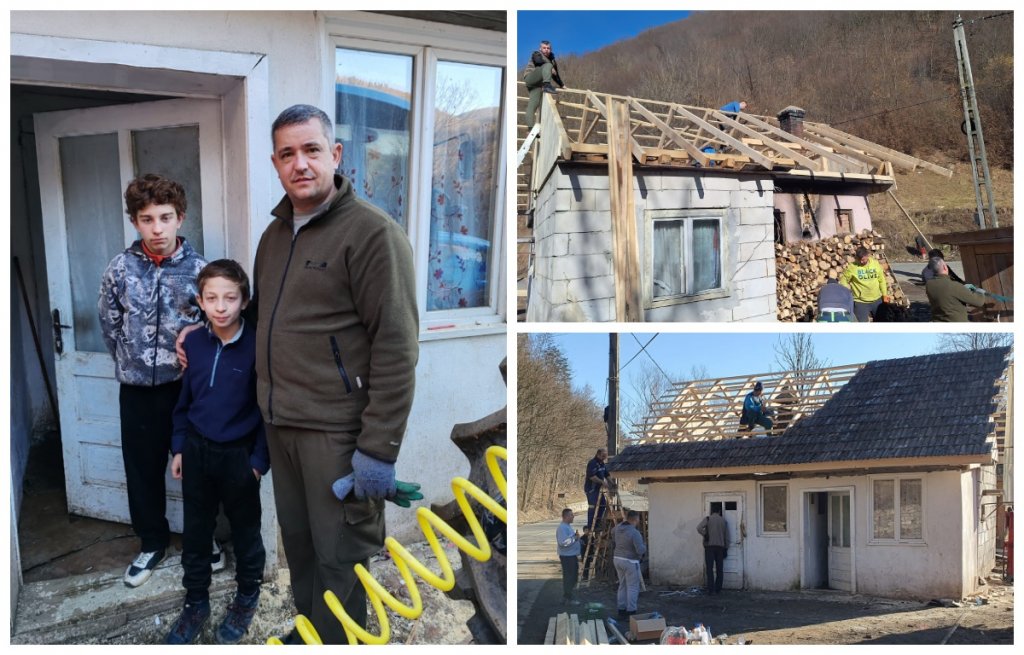 Oameni cu suflet mare în Apuseni! Câțiva tineri au reparat casa în care locuiesc doi copii sărmani împreună cu bunica lor